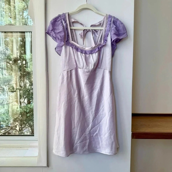 NWT Free People x Revolve Violet Visions Slip Mini Dress Lace Purple Size 0 - Picture 1 of 17